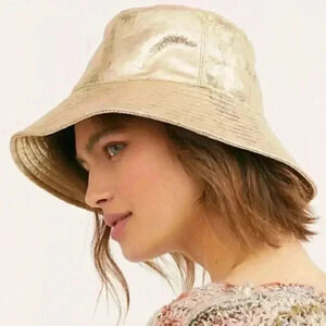 Free People Tick Tock Metallic Bucket Hat NEW